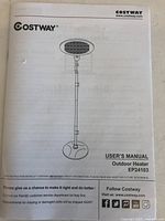 Front cover of the user manual showing the outdoor heater illustration and model EP24103.