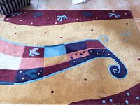 Full view of abstract multicolour wool rug