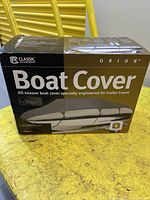Front of box showing Classic Accessories Orion boat cover details