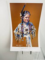Full view of the limited edition signed print showing Native American girl in traditional dress with artist signature and title below.