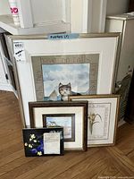 Group shot of all three framed prints and the decorative ceramic tile piece