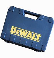 Black hard plastic carrying case with yellow DeWalt logo on top.