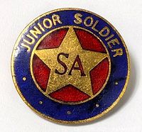 Close-up image of the Junior Soldier lapel pin showing the front design and enamel colors.