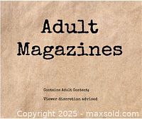 Photo of the cover page with 'Adult Magazines' text containing viewer discretion warning