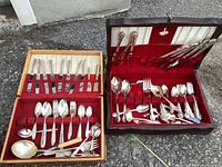 Both flatware cases open showing contents