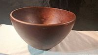 Oblique view of teak bowl exterior