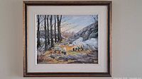 Full view of framed Poul Trane oil painting Rocky Pasture