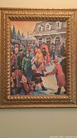 Frontal view of framed oil painting