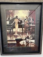 Front view of large framed artwork 'Jazz Night Girl' showing the female singer, musicians, and bar setting.