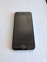 Front view of Apple iPhone SE showing screen, home button, and black bezels.