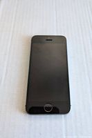 Front view of the original iPhone SE showing the black front panel with the home button and screen.