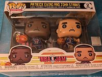 Front view of sealed NBA Jam Funko Pop 2-pack with Patrick Ewing and John Starks figures in box.