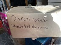 Box labeled 'Disney's Winter Wonderland Accessories' containing all figurines securely packaged.