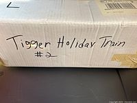Photo of outer shipping box labeled 'Tigger Holiday Train #2'