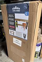 Box packaging showing brand Live Edge Timber Company and product details.