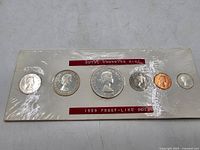 Full view of 1959 six-coin Prooflike set in original packaging with Royal Canadian Mint label.