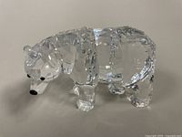Front side view of Swarovski Austrian crystal grizzly bear figurine on a light background.