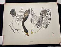 Full view of the 20x26 print showing two snow buntings facing each other with detailed feather patterns