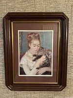 Front view of the framed print showing the detailed artwork and vintage wooden frame.