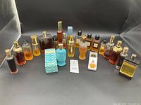 Full view of all fragrance bottles arranged in a semi-circle.