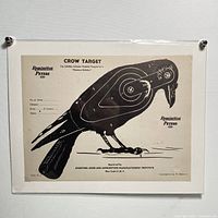 Full view of paper crow target showing the design and text including Remington Peters and scoring rings
