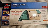 Original box of Bissell Spot Lifter Cordless Deep Cleaner showing product features and usage.