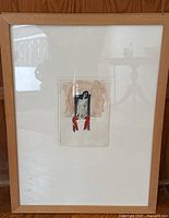 Front view of framed original watercolor by Norbert Tadeusz under glass