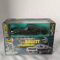 Front view of sealed Revell Metal Body Bullitt '68 Ford Mustang model kit in original packaging showing model inside box.