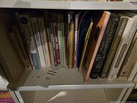 First shelf showing a row of management and educational books with titles such as 'Images of Organization', 'New Paradigm in Business', and 'Hakuyaku Management in Nursing Home'