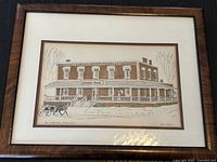 Framed print of Liverpool House, showing front view with carriage and building details, signed by Jack Hastie and numbered 4/506.