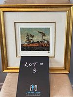 Framed Tom Thomson print featuring 'Split Rock, Georgian Bay' showing the overall framed artwork and mat.