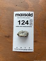Brooch placed on MaxSold lot card showing front surface texture
