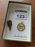 Pendant and chain displayed in box with lot card