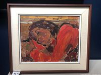 Full view of framed painting showing the artwork and frame