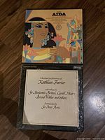 Front view of Verdi Aida box set LP featuring Egyptian themed artwork and text showing conductor Riccardo Muti and Royal Opera House Covent Garden