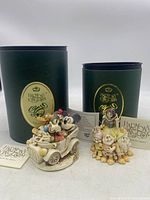 Two Disney Harmony Kingdom box figurines with original green boxes and certificate cards