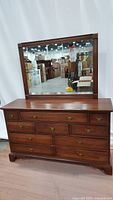 Front view of the dresser with attached mirror