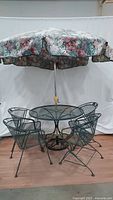 Full set: table, four chairs, umbrella