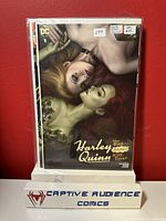 Front view of comic book Harley Quinn The Animated Series Eat Bang Kill Tour #1 with Carla Cohen variant cover in plastic protection.