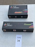 Sealed boxed packaging of two Clix Therapy gel packs, one for neck & shoulder, one for feet