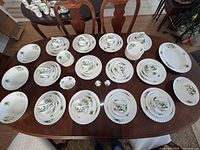 Overhead view of full 92-piece set arranged on table