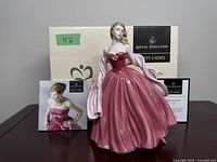 Royal Doulton Pretty Ladies Treasured Moments figurine posed in original box with informational pamphlets