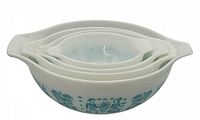 Four nested mixing bowls showing exterior pattern and overall set