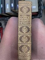 Spine of the book showing title and decorative gold embossing.