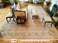 overhead view of entire carpet with surrounding furniture