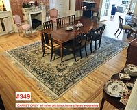 Overall view of wool carpet under dining table