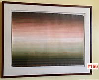 Front view of framed modern abstract striped painting by Kranz, showing full artwork