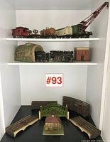 Overall set on shelves and surface showing all components