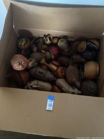 Overhead box view showing multiple wicker decorative items