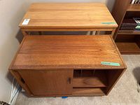 Overview of both wood desk (top) and teak record cabinet (bottom)